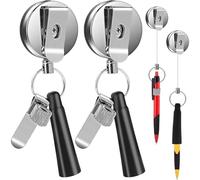 Lot de 2 rallonges de crayons auto-rétractables avec câble en acier 68 6 cm vis pour installation porte-crayons charpentier pour charpentiers ouvriers du bâtiment et maçons pierre.