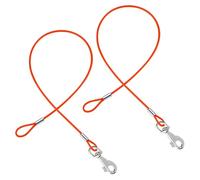 Lot de 2 rallonges de laisse de chien anti-mastication de 61 cm - Courtes en métal - Pour tout harnais de laisse - Double laisse pour chiens de petite, moyenne et grande taille - Entraînement de