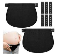 Lot de 2 rallonges de pantalon de grossesse réglables - Stretch - Pour grossesse précoce et fluctuations de poids - Avec 6 extensions de pantalon (noir)