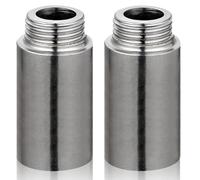Lot de 2 rallonges de robinet 3/4" x 100 mm - Raccord en acier inoxydable - 3/4" IG x 3/4" AG - Rallonge filetée en acier inoxydable DN20 - Pour installation de chauffage