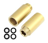 Lot de 2 rallonges de robinet avec coussins plats et coussins plats avec maille, rallonge de robinet en laiton 1/2" x 50 mm, pour installation de chauffage et d'eau potable