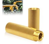 Lot de 2 rallonges de robinet en laiton - 100 mm - DN15 - Rallonge filetée 1/2" IG x 1/2" AG - En laiton - Pour robinets - Valve d'angle