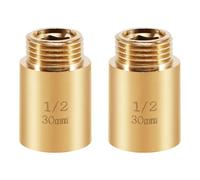 Lot de 2 rallonges de robinet en laiton - 30 mm x 1/2" - DN15 - Rallonge filetée - Raccord en laiton avec filetage intérieur et filetage extérieur 1/2" - Rallonge pour pommes de douche et robinets