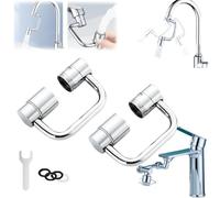 Lot de 2 rallonges de robinet rotatives à 1080 °, extension d'aérateur de robinet rotatif à 1440 °, robinets Temperamenty, pour un contrôle sans effort, contrôle tous les angles, double mode de