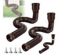 Lot de 2 rallonges flexibles de gouttière, rallonge ronde pour tuyau de descente 80/100 mm, extension de gouttière, extension de 47 à 150 cm pour gazon/avant-toit (marron, 2 pièces)