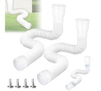 Lot de 2 rallonges flexibles de gouttière, rallonge ronde pour tuyau de descente 80/100 mm, extension de gouttière, extension de 47 à 150 cm, pour gazon/avant-toit (blanc)
