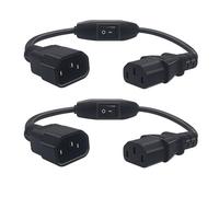 Lot de 2 rallonges IEC 320 C14 vers C13 - 30 cm - Câble d'alimentation PDU - 30 cm - Avec interrupteur C14 mâle vers C13 femelle - Câble d'alimentation PDU 3 broches 10 A/250 V - Pour écrans