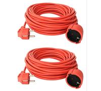 Lot de 2 rallonges O&W Security 2x20 m - Schuko (Type F), IP44 intérieur/extérieur, 2x1,5 mm², Orange, Flexible et Robuste, câble d’Alimentation pour Jardin/Atelier.