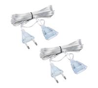 Lot de 2 Rallonges Transparentes - Câble d'Extension Fin - Connecteur Transparent - Prise Européenne - 5 m - Câble Plat pour Lumière LED d'Extérieur - 220 V