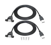 Lot de 2 rallonges USB A de 4,6 ft pour montage sur panneau USB 2.0 A mâle vers A femelle avec porteurs, 5 V 2 A prend en charge la charge et le transfert de données, avec vis de fixation pour (4,6 FT