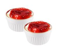 Lot de 2 ramequins en porcelaine pour soufflé, crème brûlée, sauces, crèmes, puddings, collations, blanc, 200 ml, 9 x 5 cm