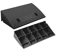 Lot de 2 rampes d'accès - 50 x 27 x 7 cm - Rampe de trottoir - Cale d'accès - Rampe pour fauteuil roulant - Rampe de seuil pour moto, voiture, fauteuil roulant, remorque, brouette - Rampe en plastique