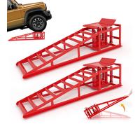 Lot de 2 Rampes de Levage Hydrauliques 5T, Pont Élévateur Portable Acier avec Roulettes, Hauteur 23-36cm pour Vidange Voiture