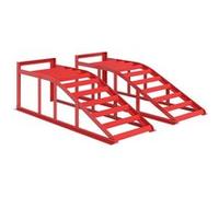 HOMCOM Lot de 2 rampes d'accès pour Voiture, Rampe de Levage Voiture en Acier, antidérapantes, pour l'entretien et la réparation de véhicules, pour Garage, Maison, Atelier, Rouge