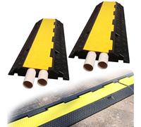 Lot de 2 rampes de protection de câbles, rampe d'accès en caoutchouc à 2 canaux, protège les câbles des risques de trébuchement pour la maison, le bureau et l'extérieur, couvercle jaune rési