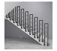 Lot de 2 rampes latérales antidérapantes en fer forgé avec vis pour terrasse, balcon, garage, couloir, design en forme de U Noir