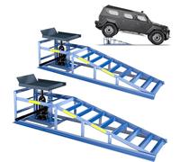 Lot de 2 rampes robustes 5T/5 tonnes, rampe de vidange hydraulique avec bande réfléchissante haute visibilité, hauteur de levage réglable