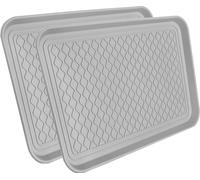 Lot de 2 range-chaussures en plastique gris - 60 x 40 cm - bac à chaussures Tapis à chaussures Égouttoir à chaussures