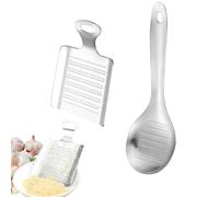 Lot de 2 râpes à ail et gingembre - Presse-ail argenté - En acier inoxydable - Râpe à gingembre (N1)