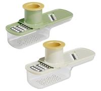 Lot de 2 râpes multifonctions pour aliments, trancheuse à ail, râpe à gingembre, mandoline à légumes avec récipient, lames en acier inoxydable, pratique pour la cuisine