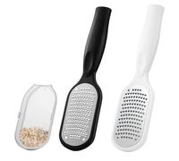 Lot de 2 Rapeuse Pieds 2-en-1 (Noir & Blanc) avec Récupérateur, Râpe Pied Anti-Callosités, Pédicure pour Pieds Secs & Humides
