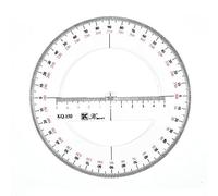 Lot de 2 rapporteurs ronds complets en plastique à 360 degrés - Outils de mesure mathématiques organiques en demi-cercle - Rapporteur de dessin - Règle - 15 cm
