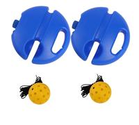 Lot de 2 rebounders de pickleball, base bleue stable, balles jaunes à 40 trous, corde élastique réglable, entraînement solo en conditions de match, sac à cordon, poignée supérieure, boîte colorée
