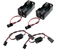 Lot de 2 récepteurs de batterie avec interrupteur marche/arrêt et 4 piles AA avec prise JR compatible avec HSP Redcat Axial Traxxas 1/8 1/10 1/16 RC Power Car Crawler Truck