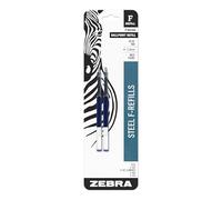 Lot de 2 recharges de stylo à bille en acier inoxydable Zebra F Series - Point moyenne - 1,0 mm - Plusieurs couleurs 5.000 bleu