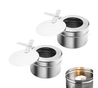 Lot de 2 réchauds de camping - Réchaud à gaz en acier inoxydable - 17,5 cm - Avec un couvercle - Noyau de brûleur à alcool - Forme OVNI - Pot brûleur au bioéthanol - Couvercle d'extincteur - Support