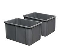 Lot de 2 récipients alimentaires - Dimensions : 600 x 400 x 320 mm - 60 l - Gris - Fermé