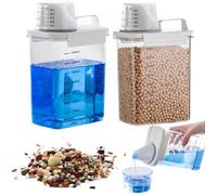Lot de 2 récipients de rangement pour le linge distributeur de lessive de 1800 ml avec gobelet doseur doseur de lessive récipient