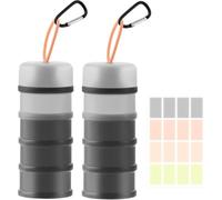 Lot de 2 récipients empilables à 4 couches pour poudre de protéine, 120 ml par compartiment, distributeur de poudre portable étanche avec mousqueton pour fitness, voyage, KongWLing