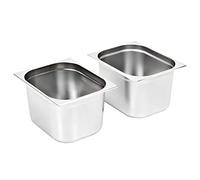 Lot de 2 récipients gastronorm GN 1/2 en acier inoxydable - 325 x 265 x 200 mm - Volume 12,5 l - Empilables - Pour comptoir, buffet, restauration, cuisine, restaurant