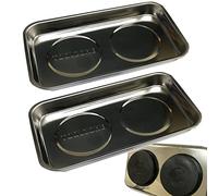 (Lot de 2) rectangulaire en acier inoxydable magnétique pièces plateaux