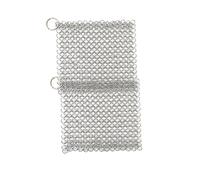 Lot de 2 récureurs en cotte de mailles en acier inoxydable pour nettoyer la fonte, le wok, la marmite, la plaque de cuisson ou le chaudron en fonte, carré de 20,3 cm