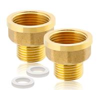 Lot de 2 réducteurs en laiton 1" avec filetage intérieur x 1/2" filetage extérieur - Manchon de réduction IG 1" vers AG 1/2" - Raccords sanitaires pour tuyau d'eau, eau potable, réservoir, raccords