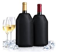 Lot de 2 Refroidisseur de Bouteille de Vin, Noir | Manchon Refroidisseur Rapide à Gel, Housses Isolantes pour Bouteilles de Vins pour Voyages, Fêtes, Pique-niques