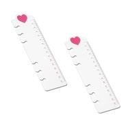 Lot de 2 règles à clipser pour journal, classeur A6, marque-page en forme de cœur rose, avec 6 trous, outil de mesure pour carnet de notes
