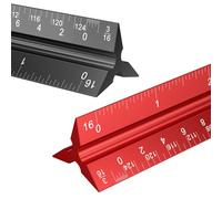 Lot de 2 règles architecturales en aluminium de 30,5 cm, échelle triangulaire, règle triangulaire, règle triangulaire, règle de dessin, règle d'architecte, règle en métal, règle d'architecture (rouge + noir)