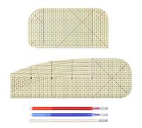 Lot de 2 règles de couture, 3 stylos à gomme à étrier, règle de repassage résistante à la chaleur, accessoires de couture, petits outils pour coudre des vêtements, règle de mesure manuelle pour