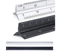 Lot de 2 règles d'échelle triangulaires en aluminium de 30 cm de longueur 1:20 1:25 1:50 1:75 1:100 1:150/100 1:200 1:250 1:300 1:400 1:500 al Set al Set pour Ingen ieure Etudes d'architecture
