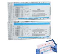 Lot de 2 Règles ECG Professionnelles Bleu - Règle d'Électrocardiogramme Transparente de Poche pour Médecins, Infirmiers et Étudiants en Médecine