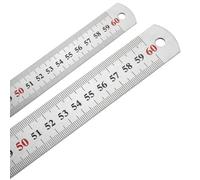 Lot de 2 Règles en Acier Inoxydable 60cm,Règle Métallique de Précision, Outil de Mesure Épais et Durable pour Bricolage, Menuiserie, Bureau, École et Dessin (2PC-60CM)
