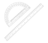 Lot de 2 règles en plastique de 30,5 cm et rapporteur de 15,2 cm, outils de géométrie mathématiques transparents, outils de mesure pour l'école, la maison, le bureau, fournitures de dessin