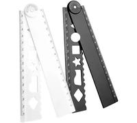 Lot de 2 règles pliantes avec pochoirs géométriques, longueur de 0 à 30 cm, dessin géométrique, dessin pour ingénierie, rédaction, pliage