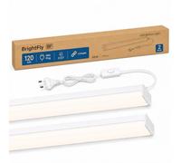 Lot de 2 Réglette LED 120 cm Blanc avec Prise & Interrupteur, 3CCT Réglable