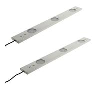 Lot de 2 réglettes LED ultraplates 3 spots 6,2W + détecteur de mouvement - Inox brossé - Zenitech