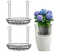 Lot de 2 rehausseurs de plantes réglables pour grands pots profonds, insert de chaîne en fer antirouille servant d'économie de terre et d'aide au drainage, remplissage haut avec 4 crochets pour