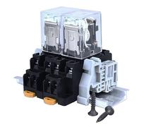 Lot de 2 relais électromagnétiques 24 V DC 5 A Bobine Relais de puissance 8 broches 2NO 2NC HH52PL MY2 Changeur avec voyant lumineux avec prise avec relais de rail Top Hat Base